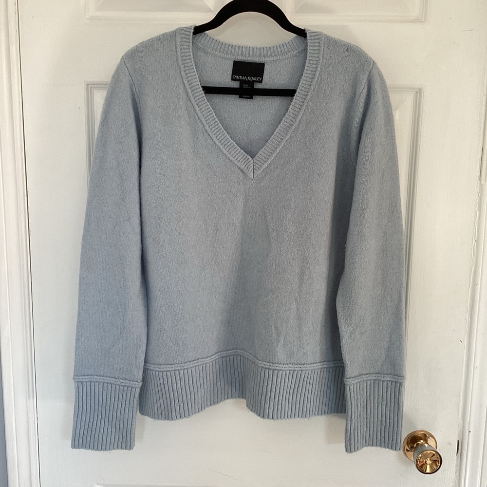 Cynthia Rowley Light Blue V-Neck Sweater